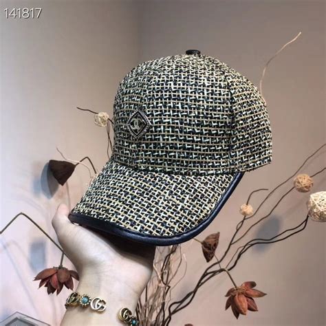 chanel straw baseball hat|Chanel tweed hat.